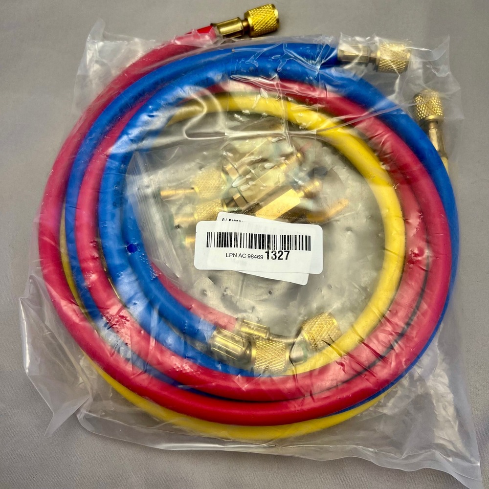 Unbranded R-134a Charging Hose Set HVAC Red Blue Yellow New 600 PSI Ball Valves